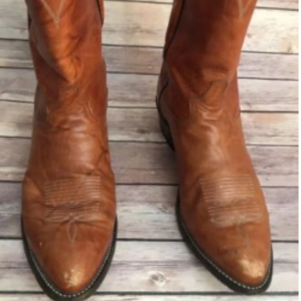 Tony Lama Men Marbled Brown Leather Cowboy Boots